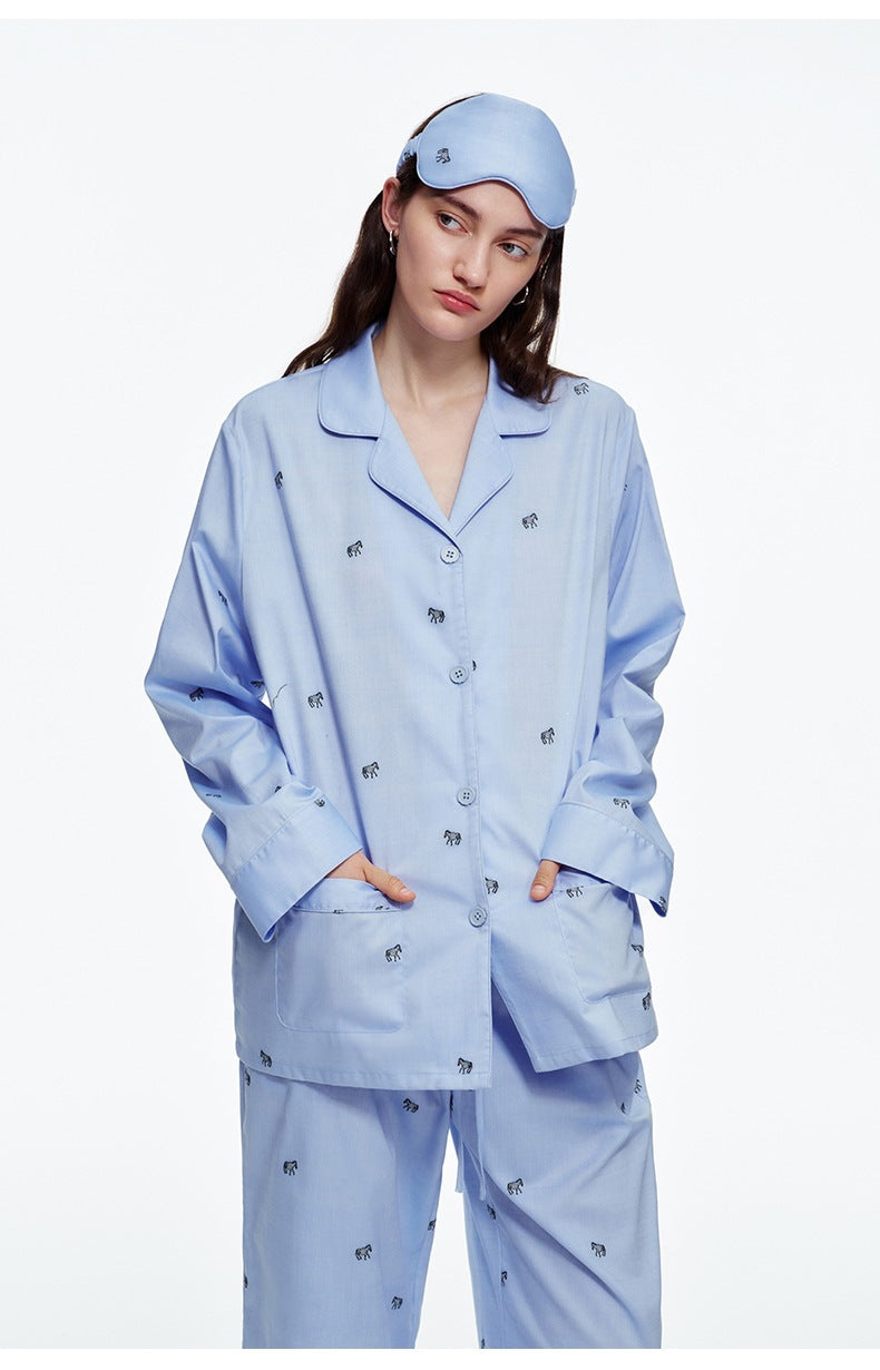 Blue Zebra Print Luxury Two-Piece Loungewear Set | Casual Home Outfit