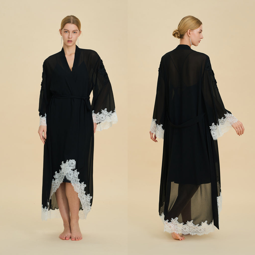 Chiffon Short Morning Robe | Sheer Loungewear for Women
