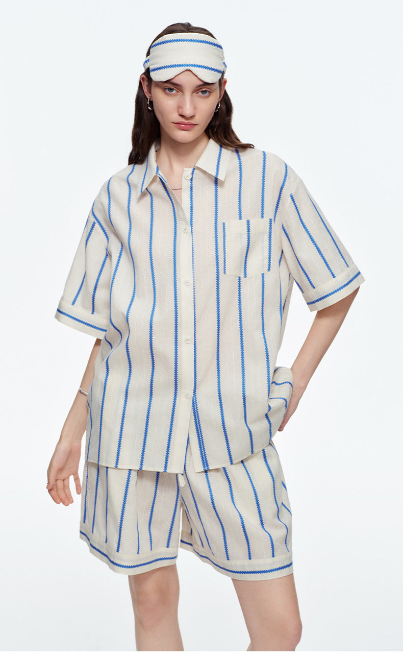 Classic Stripe Short Sleeve Pajama Set | Casual Summer Loungewear