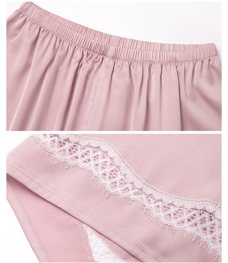 Lace Halter Vest & Shorts Two-Piece Set | Light Luxury Loungewear