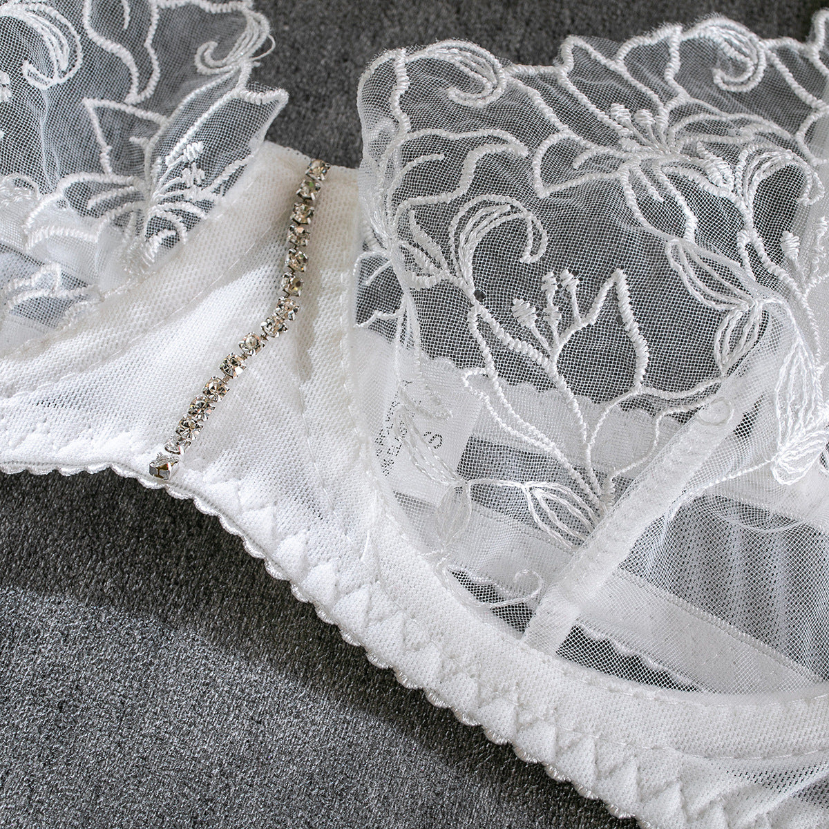 Enchanted Embroidery Chain Sheer Lingerie Set
