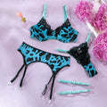 Lace Print Gathering Lingerie Set