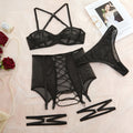 Sheer Mesh Cutout Cross-Strap Gathering