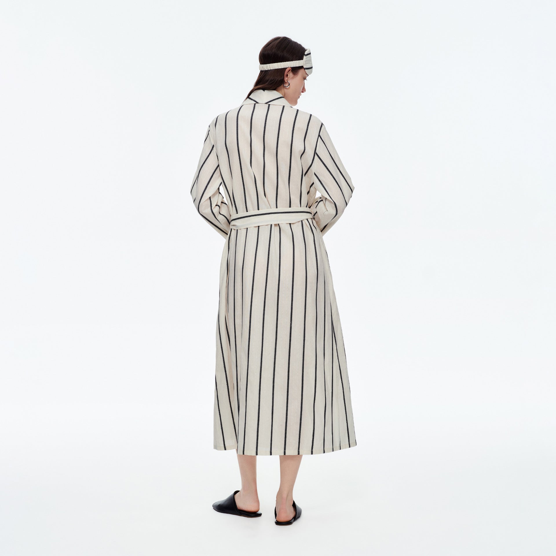 Yarn-Dyed Stripe Long Robe | Classic Cotton-Feel Loungewear