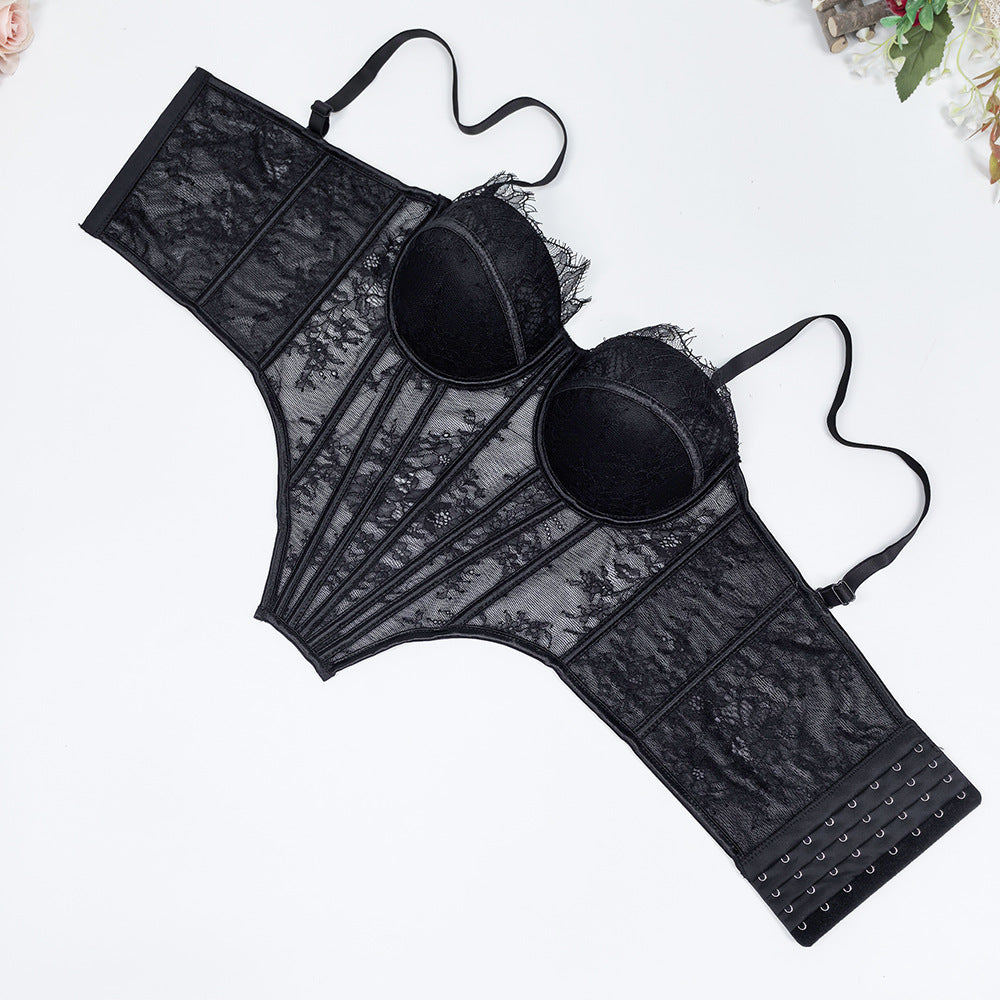 Open Back Lace Fishbone Corset Bra