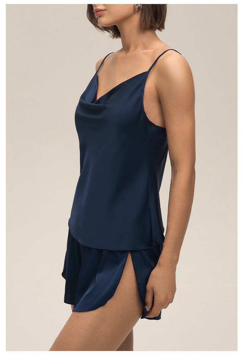 Swing Collar Spaghetti Strap Shorts Loungewear Set — Casual Homewear