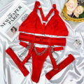 Metal Chain Hollow Bra & Leg Sock Set – Bundled, 4-Piece