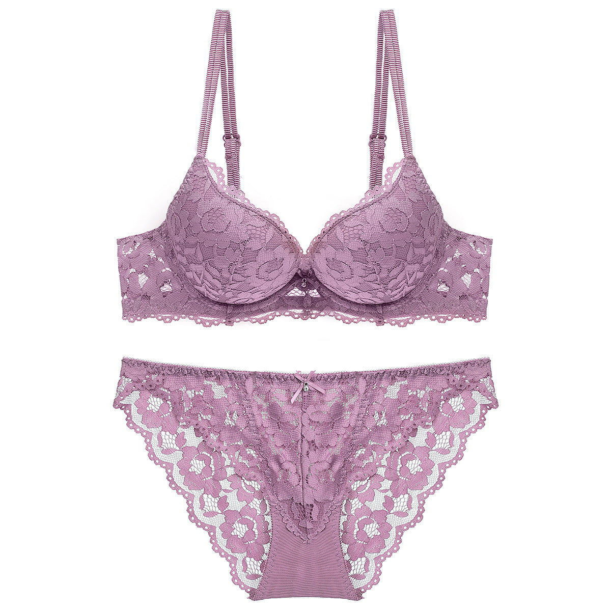 Lace Bra & Panty Set – Wireless Push-Up with Floral Embroidery | 7 Colors