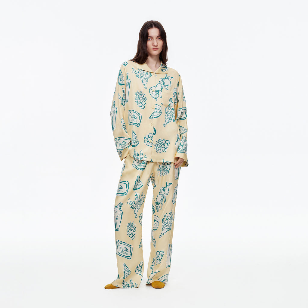 Printed Long Sleeve Pajama Set | Skin-Friendly Comfort Loungewear