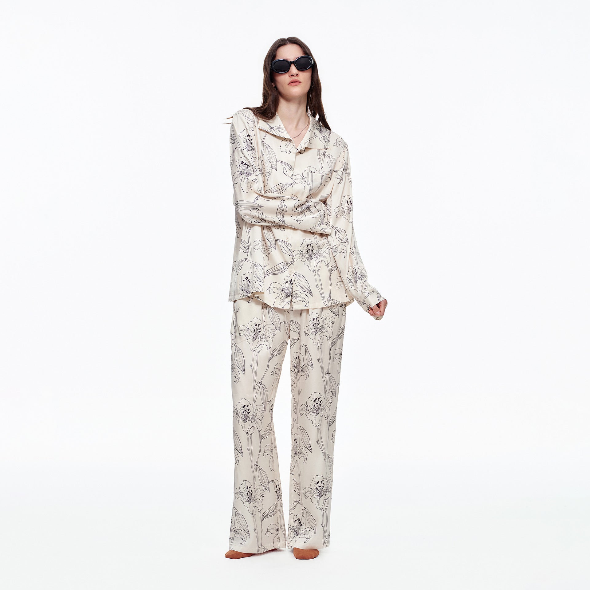 Printed Long Sleeve Pajama Set | Skin-Friendly Comfort Loungewear