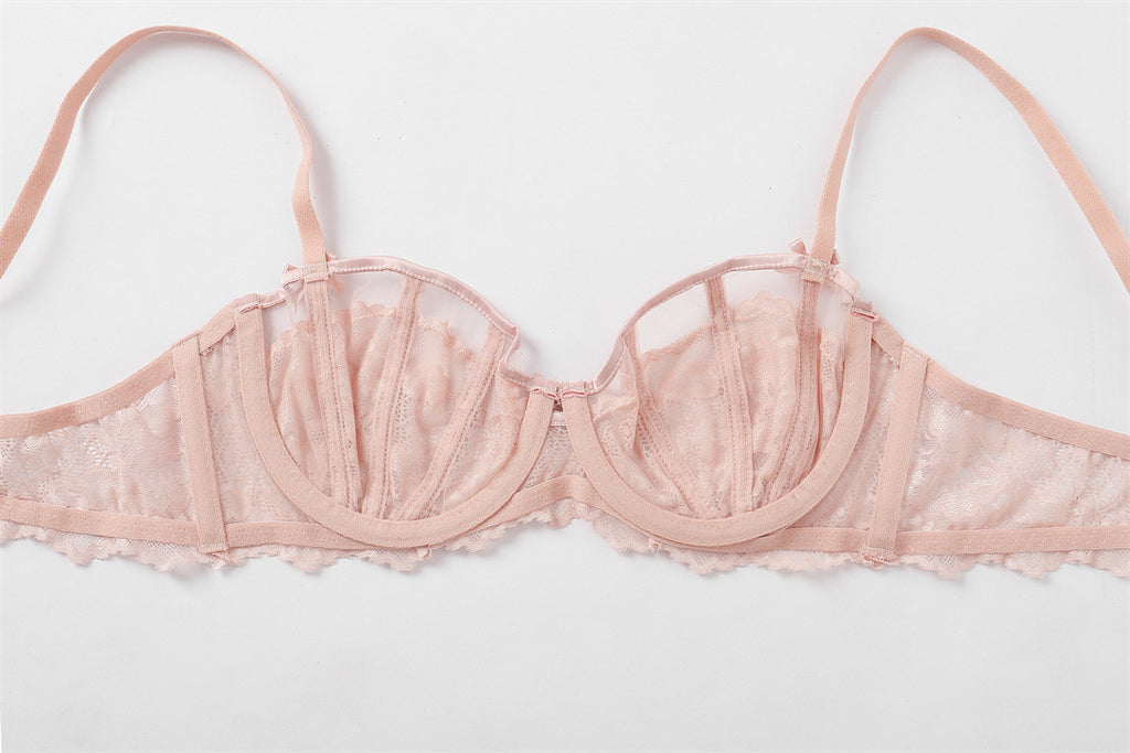 French Lace Full-Cup Bra Set – Minimizing, Lift & Anti-Sag