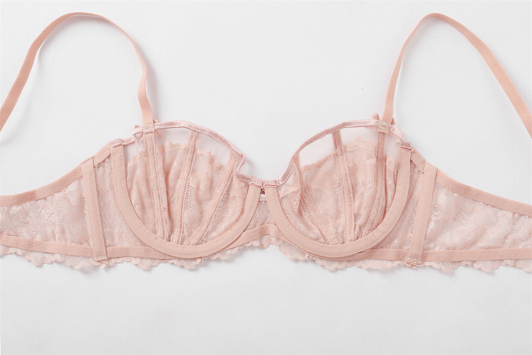French Lace Full-Cup Bra Set – Minimizing, Lift & Anti-Sag