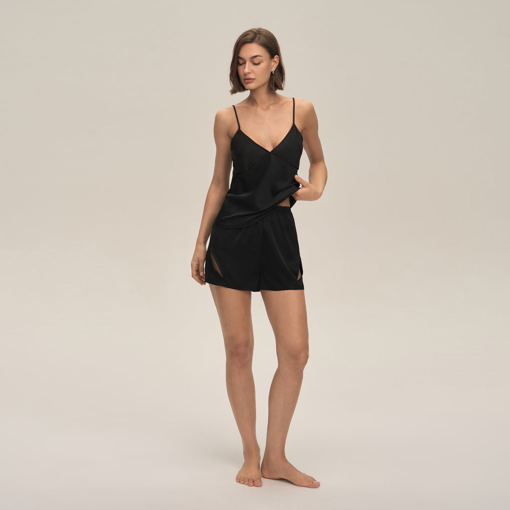 Satin Chiffon Camisole Shorts Loungewear Set — Women's Pajamas