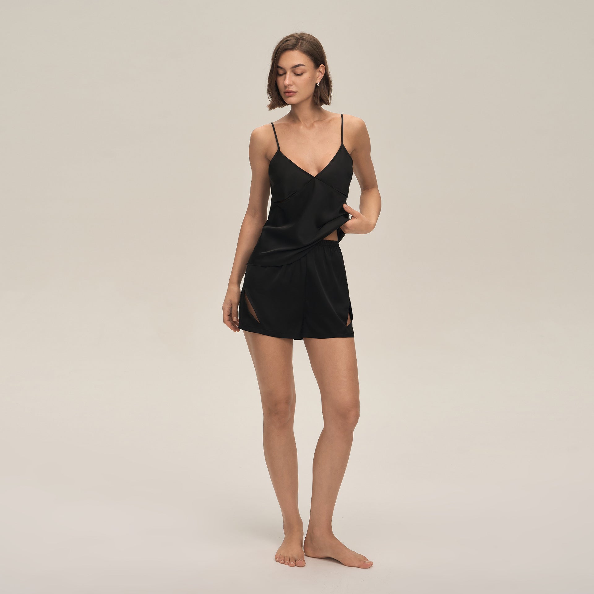 Satin Chiffon Camisole Shorts Loungewear Set — Women's Pajamas