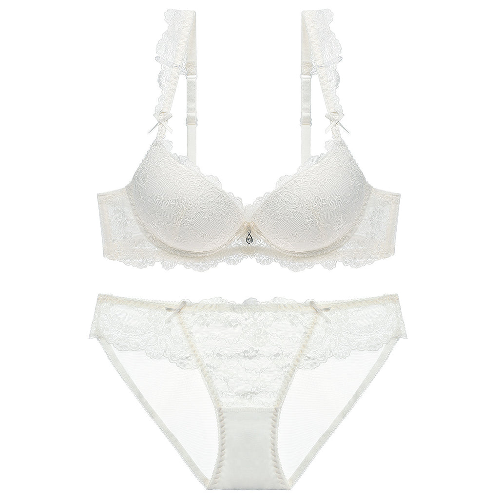 Push-Up Lace Bra Set – Side Support, Anti-Sag & Minimizing | 5 Colors