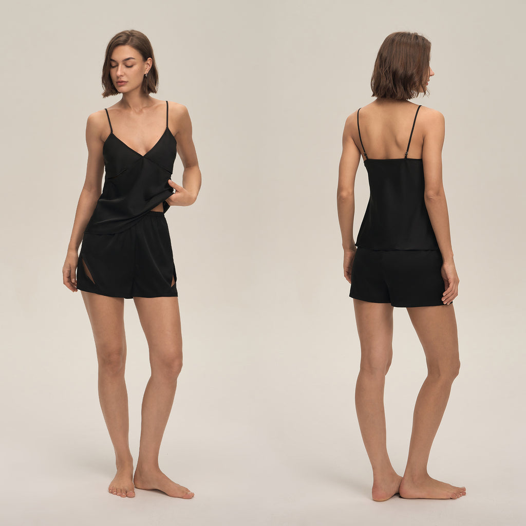 Satin Chiffon Camisole Shorts Loungewear Set — Women's Pajamas