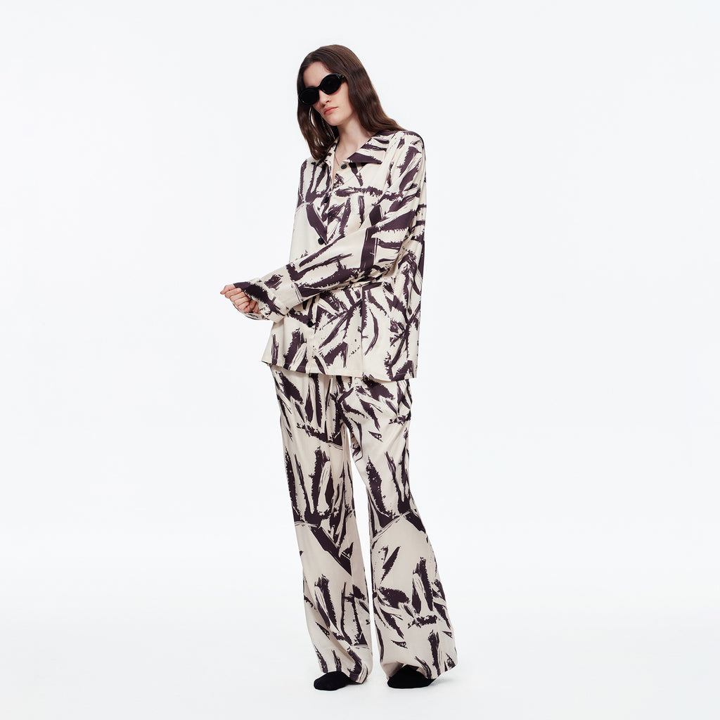 Printed Long Sleeve Pajama Set | Skin-Friendly Comfort Loungewear