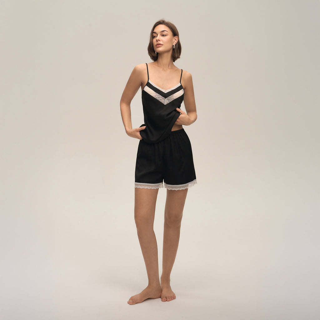 Lace Spaghetti Strap Shorts Loungewear Set — Women's Comfort Homewear