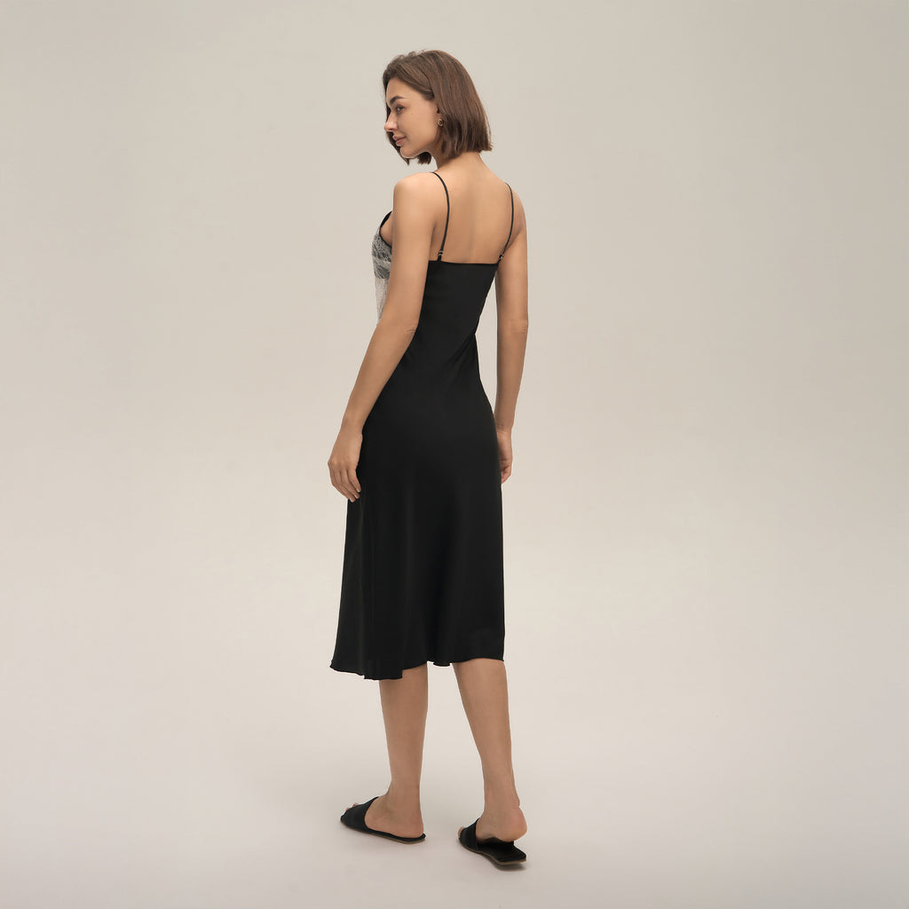 Satin Chiffon Lace Backless Spaghetti Strap Maxi Nightgown — Sexy Loungewear