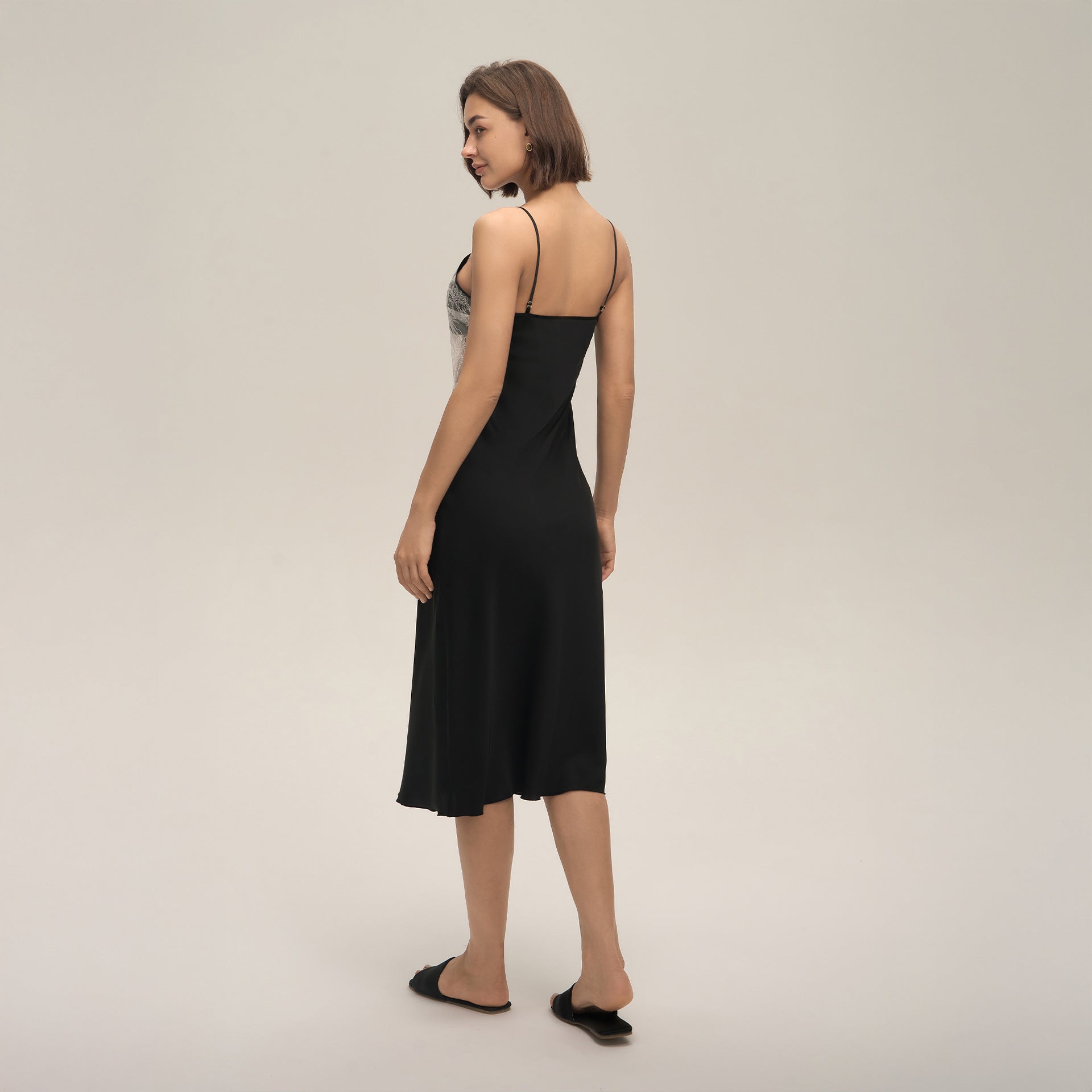 Satin Chiffon Lace Backless Spaghetti Strap Maxi Nightgown — Sexy Loungewear