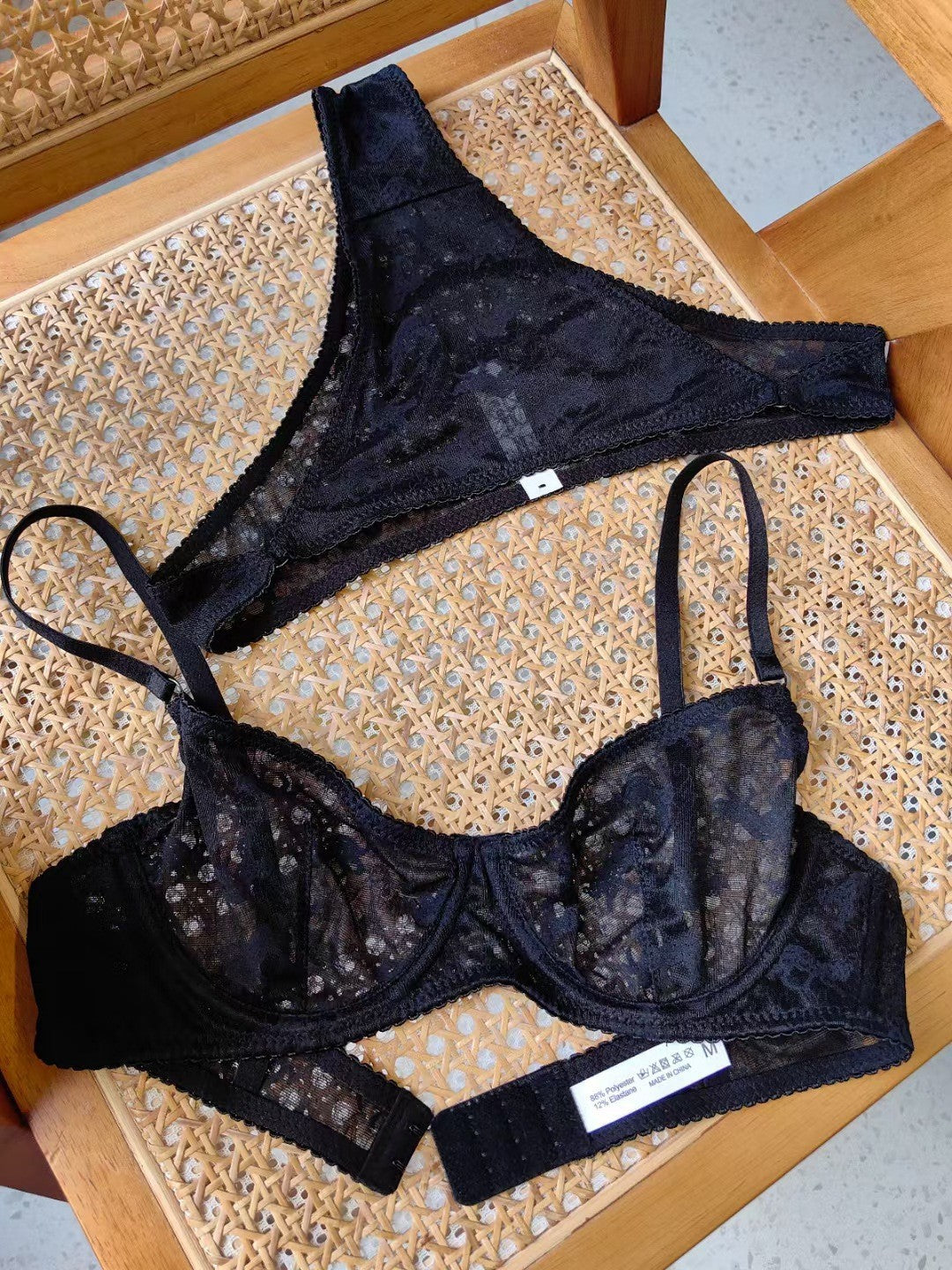 Jacquard Lace Ultra-Thin Sheer Lift Anti-Sag Bra Set