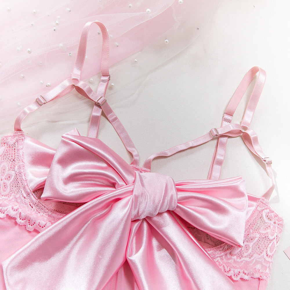 Satin Bow Sheer Lace Sleep Dress