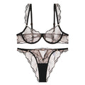 Sheer Lace Embroidered Lingerie Set
