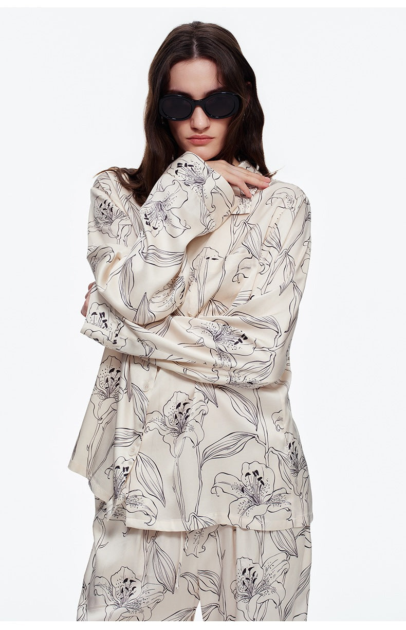 Printed Long Sleeve Pajama Set | Skin-Friendly Comfort Loungewear
