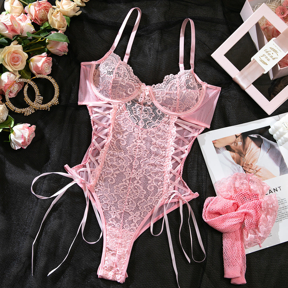 European and American cross-border summer lace sexy multi-color onesie suspender cross-strap body sculpting ascetic system foreign trade wholesale
