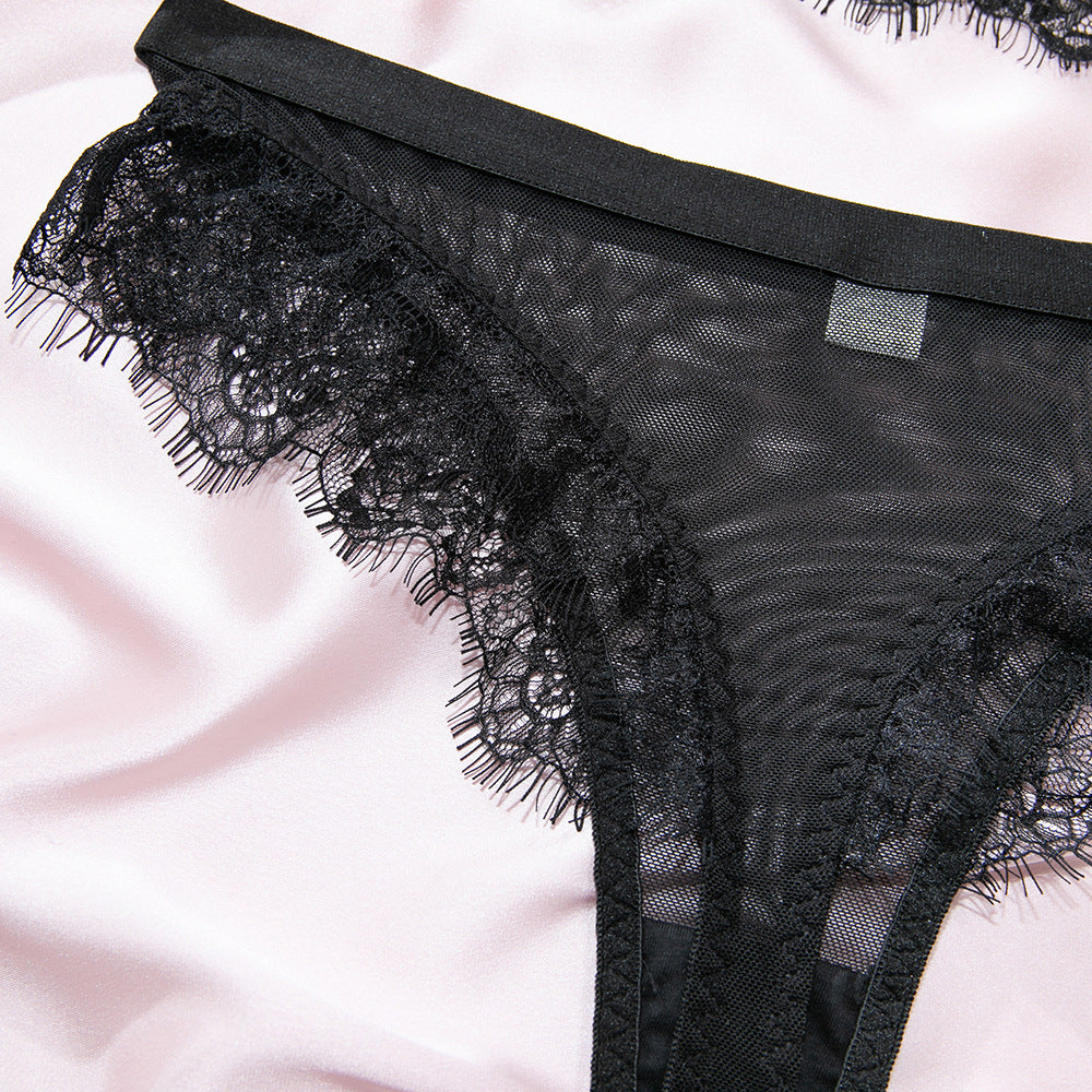 Luxe Thin Lace Gathering Bra & High-Waist Lift Panty Set