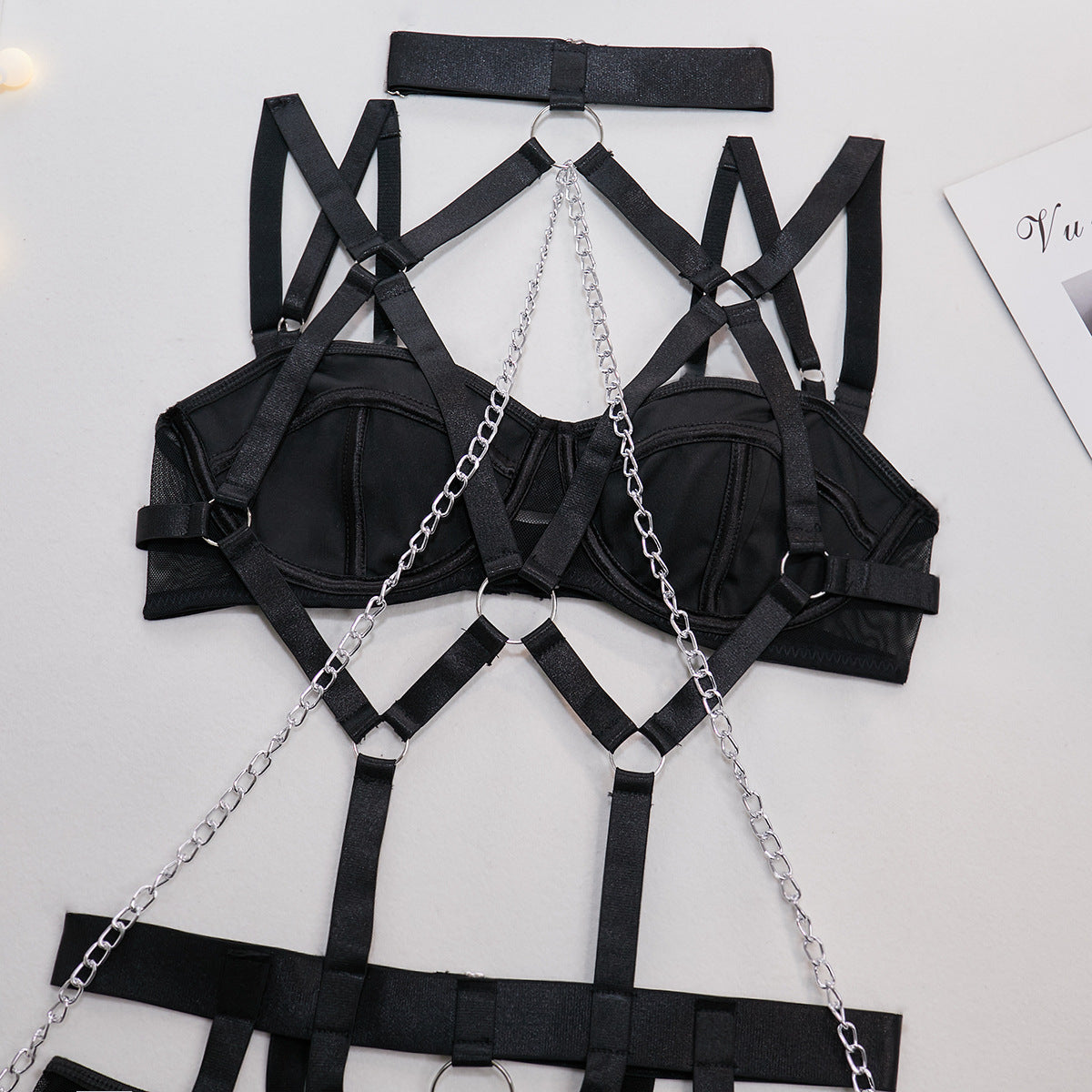Lace Chain Four-Piece Lingerie Set