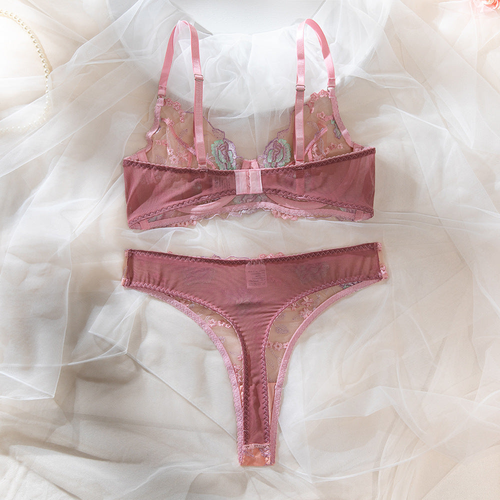 Fleur Lace Embroidery Underwire Lift Bra Set