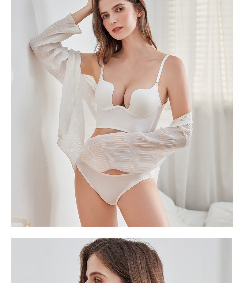 U-Back Halter Bra – Seamless Push-Up with Side Support & Deep Backless Design