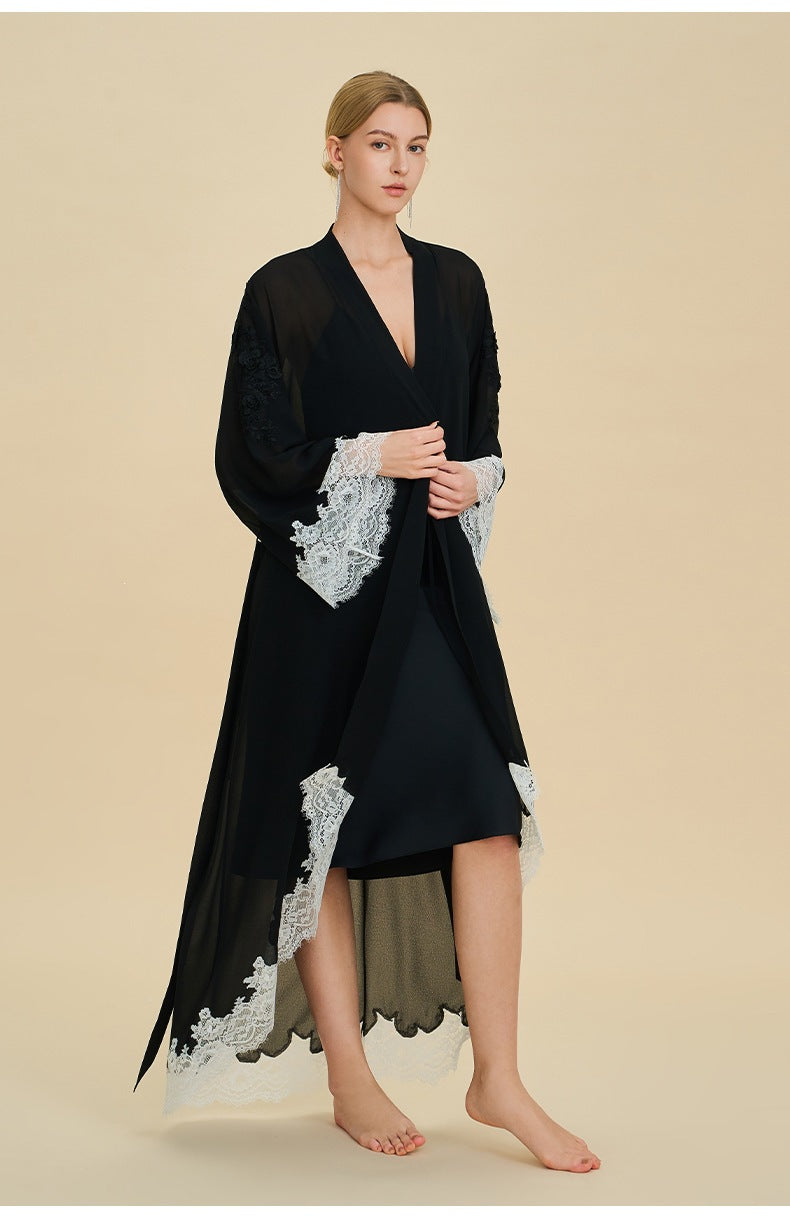 Chiffon Short Morning Robe | Sheer Loungewear for Women