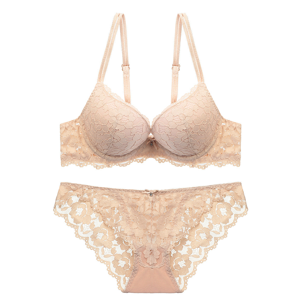 Lace Bra & Panty Set – Wireless Push-Up with Floral Embroidery | 7 Colors