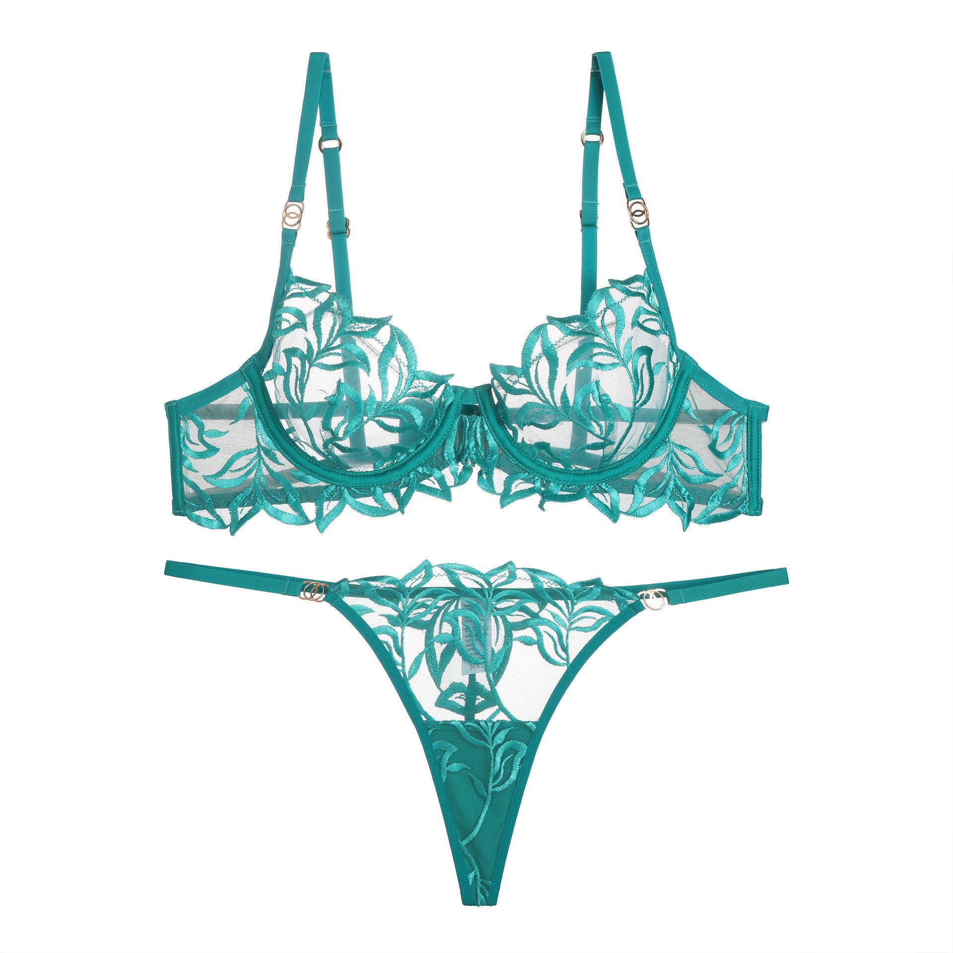 Elegant French Lace Lingerie Set – Embroidered Bra & Panty with Lift Support