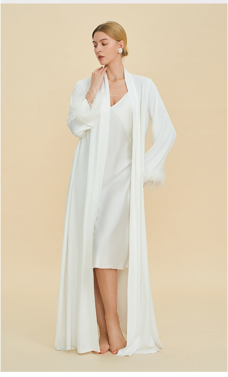 Amazon's new pajamas set women's spring and summer long nightgown suspender nightdress two-piece set women's loungewear women