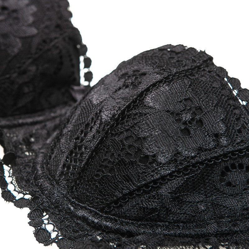 Half-Cup Lace Bra Set – Gather, Push-Up, Anti-Sag | Top or Se