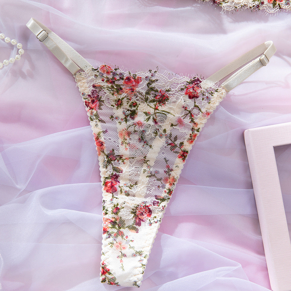 French Vintage Long-Line Boned Front-Clasp Gathering Bra Set