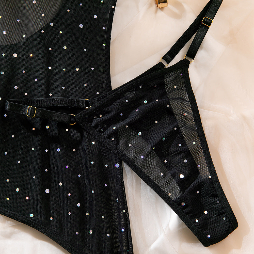 Sequin Underwire Sheer Bodycon Mini Dress with Gloves
