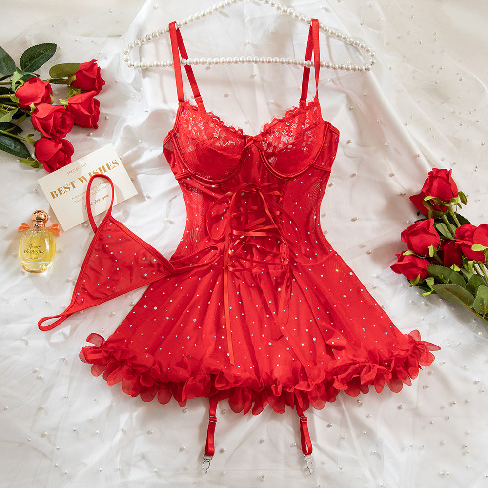 Lace & Sequin Slip Nightdress | French Loungewear Set