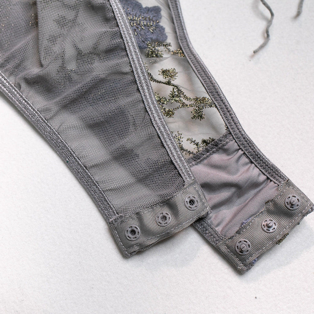 Butterfly Embroidery Slim Fit Bodysuit