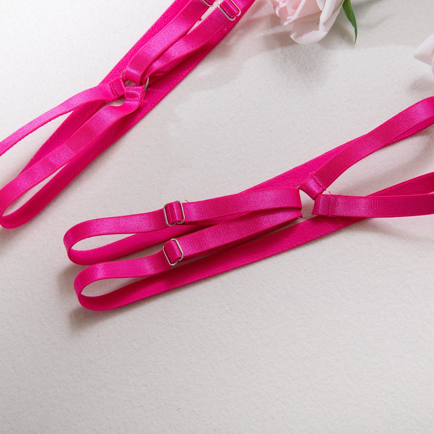 AliExpress hot-selling lingerie steel ring hollow sexy breast satin satin belt leg ring three pieces