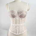 Solid Lace Off-Shoulder Fishbone Corset Bra