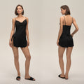 Swing Collar Spaghetti Strap Shorts Loungewear Set — Casual Homewear