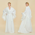 French Feather Trim Bridal Robe Set | Luxury Bridesmaid & Wedding Nightgown