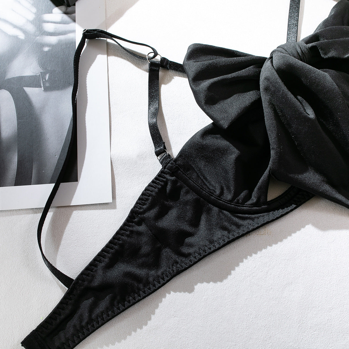 Vixen Bow Underwire Lingerie Set with Gloves