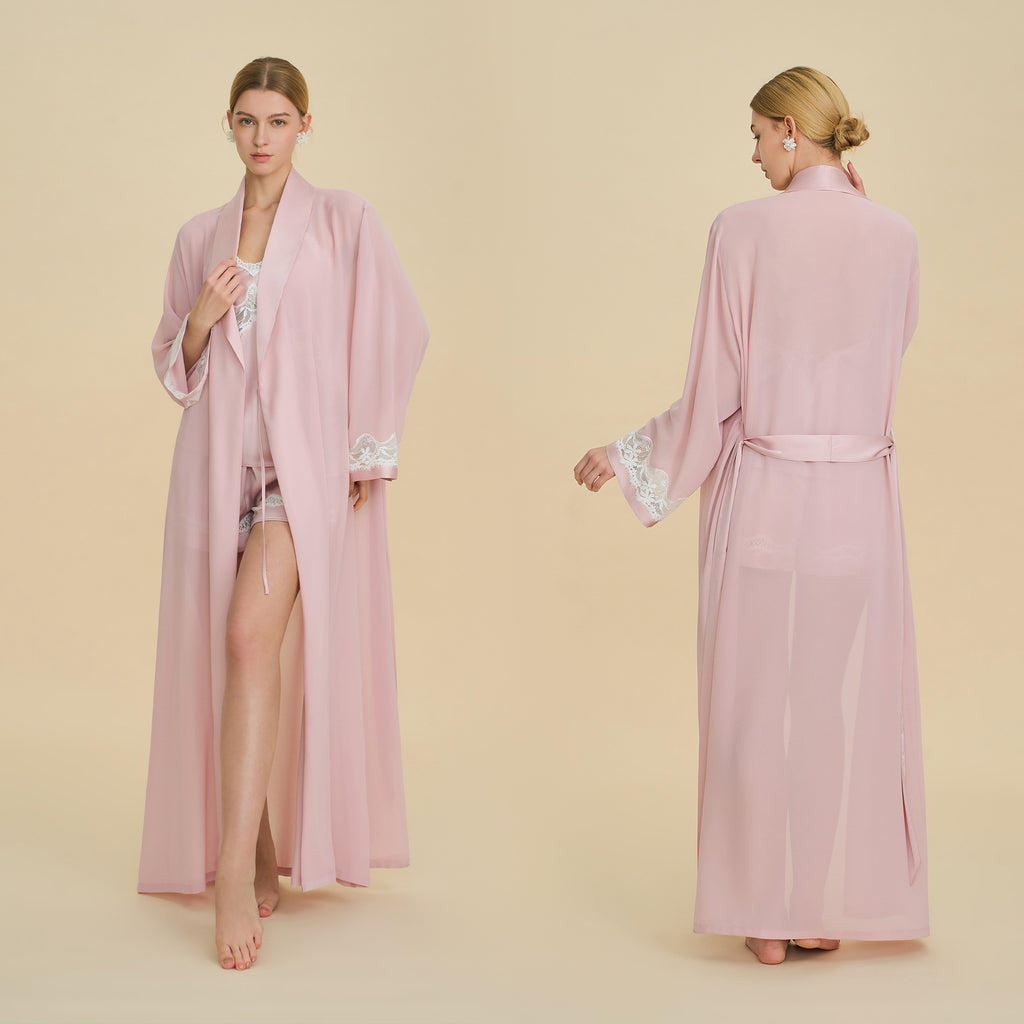 Slip Nightgown, Robe & Shorts Three-Piece Set | Luxury Loungewear