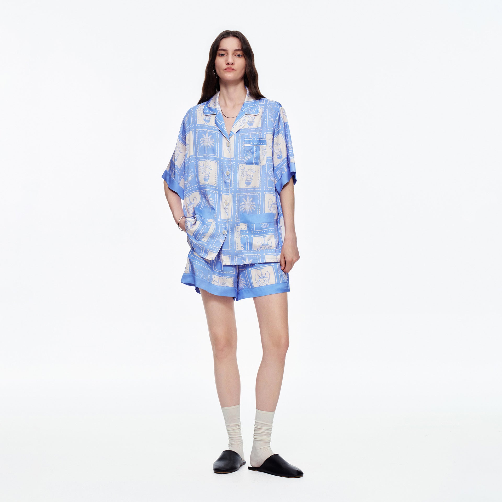 Lemon Print Short Sleeve Pajama Set | High-End Summer Loungewear
