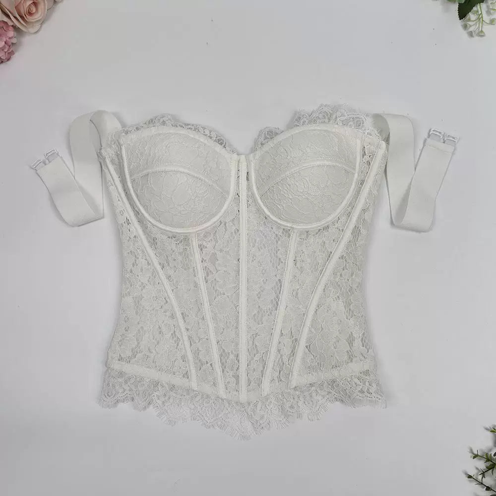 Lace Fishbone Corset Bra – Wide Strap Edition